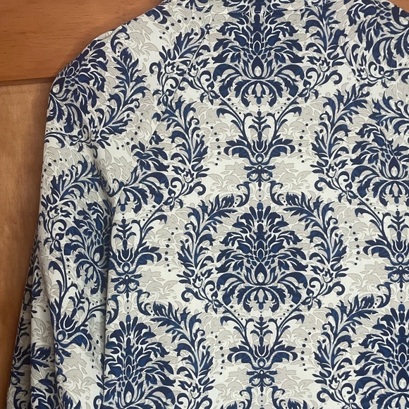 SHEIN Blue and Cream Patterned Button Down Shirt - Picture 8 of 12